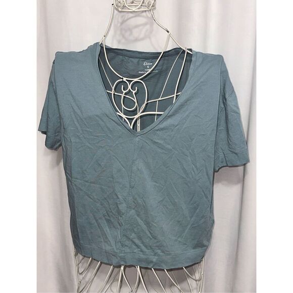 NICE ETAM brand blue Linen-Blend T-Shirt SIZE small  BLOUSE GOOD CONDITION (size - Picture 1 of 8